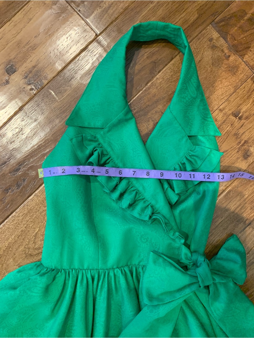 Vintage Green Backless Ruffle Wrap Dress - Picture 10 of 16